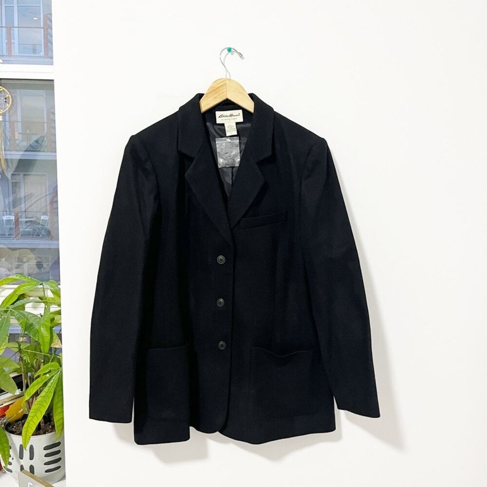 Eddie Bauer Black Wool Blazer Coat Size Large